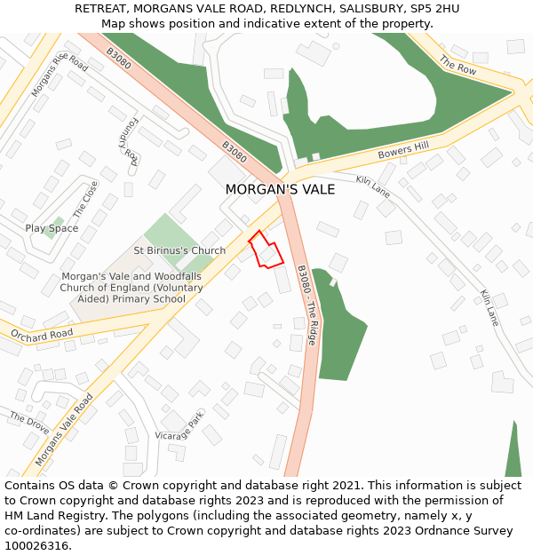 RETREAT, MORGANS VALE ROAD, REDLYNCH, SALISBURY, SP5 2HU: Location map and indicative extent of plot