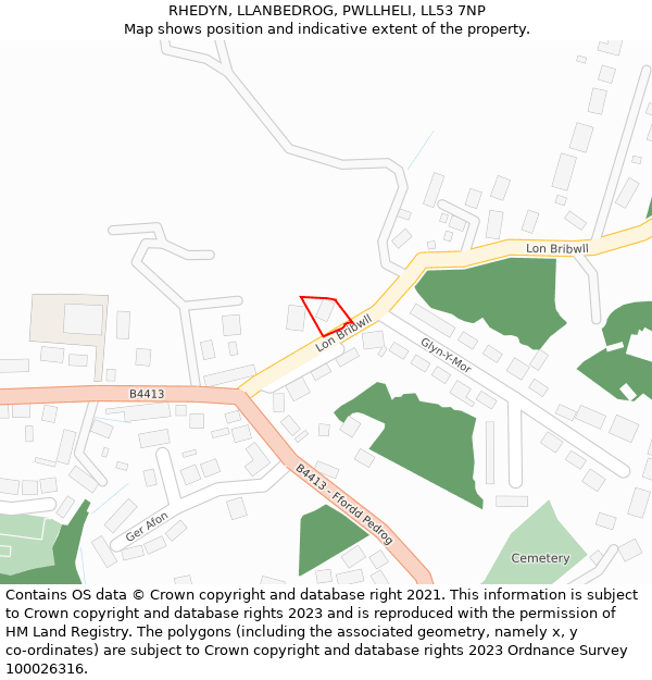 RHEDYN, LLANBEDROG, PWLLHELI, LL53 7NP: Location map and indicative extent of plot