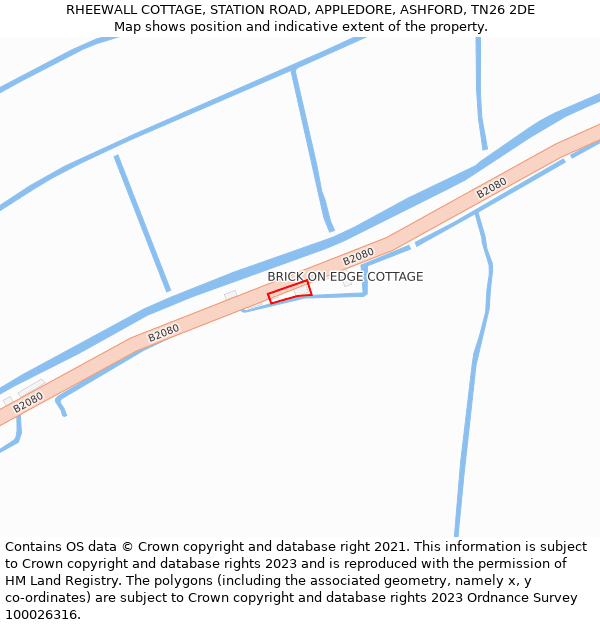 RHEEWALL COTTAGE, STATION ROAD, APPLEDORE, ASHFORD, TN26 2DE: Location map and indicative extent of plot