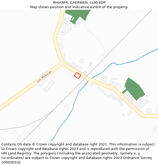 RHIANFA, GAERWEN, LL60 6DP: Location map and indicative extent of plot