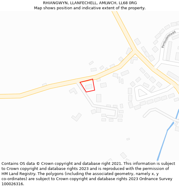 RHIANGWYN, LLANFECHELL, AMLWCH, LL68 0RG: Location map and indicative extent of plot