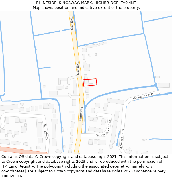 RHINESIDE, KINGSWAY, MARK, HIGHBRIDGE, TA9 4NT: Location map and indicative extent of plot