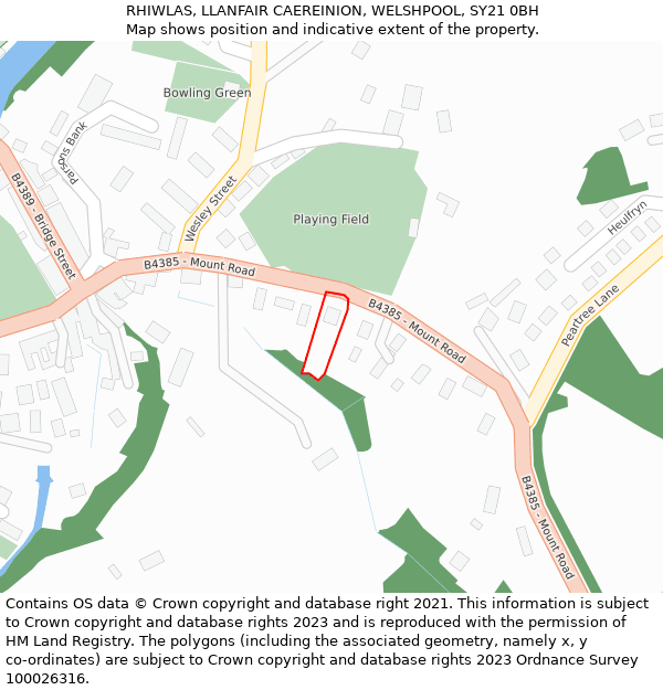 RHIWLAS, LLANFAIR CAEREINION, WELSHPOOL, SY21 0BH: Location map and indicative extent of plot