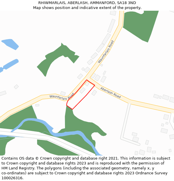 RHIWMARLAIS, ABERLASH, AMMANFORD, SA18 3ND: Location map and indicative extent of plot