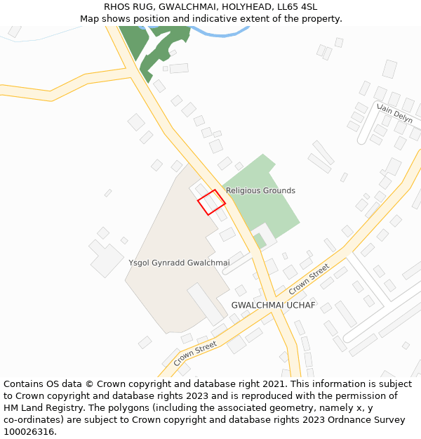 RHOS RUG, GWALCHMAI, HOLYHEAD, LL65 4SL: Location map and indicative extent of plot