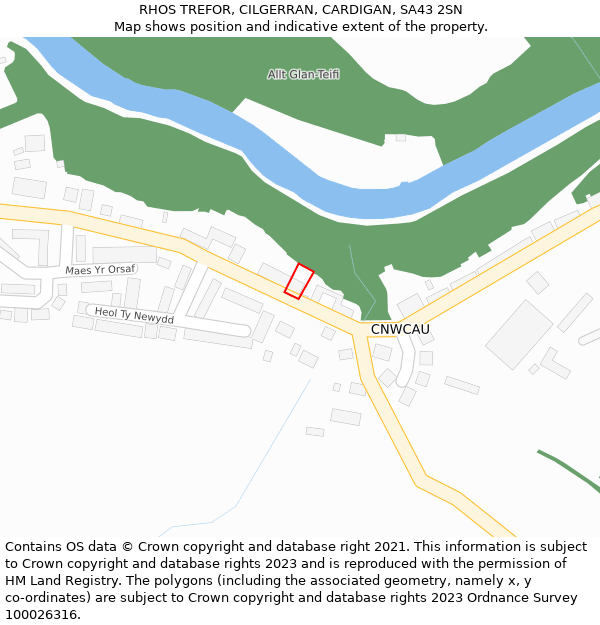 RHOS TREFOR, CILGERRAN, CARDIGAN, SA43 2SN: Location map and indicative extent of plot