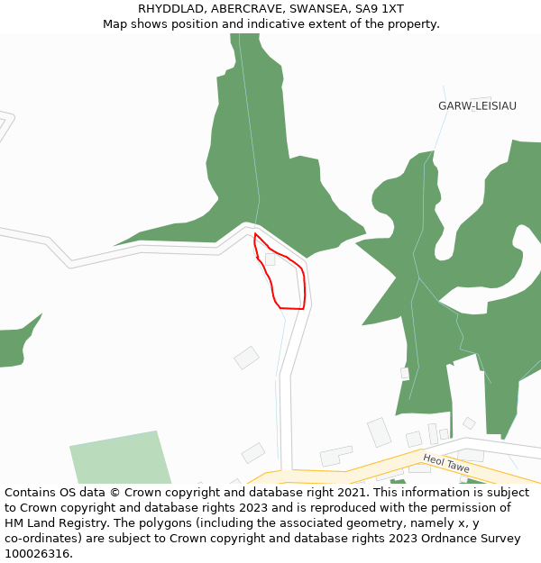 RHYDDLAD, ABERCRAVE, SWANSEA, SA9 1XT: Location map and indicative extent of plot