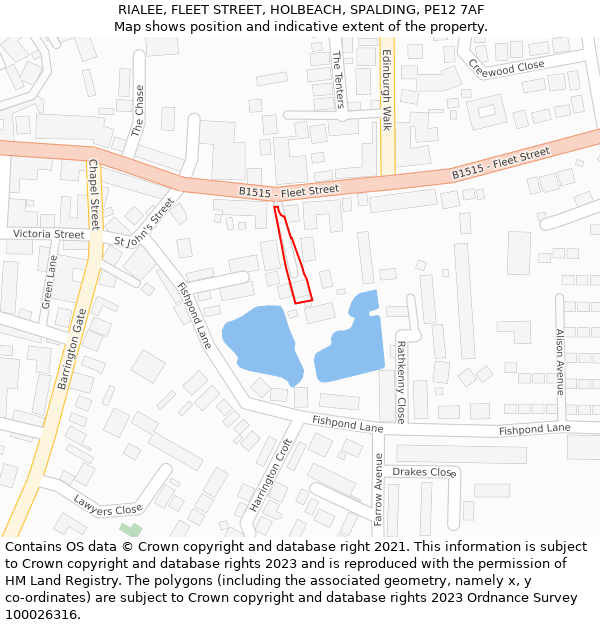 RIALEE, FLEET STREET, HOLBEACH, SPALDING, PE12 7AF: Location map and indicative extent of plot