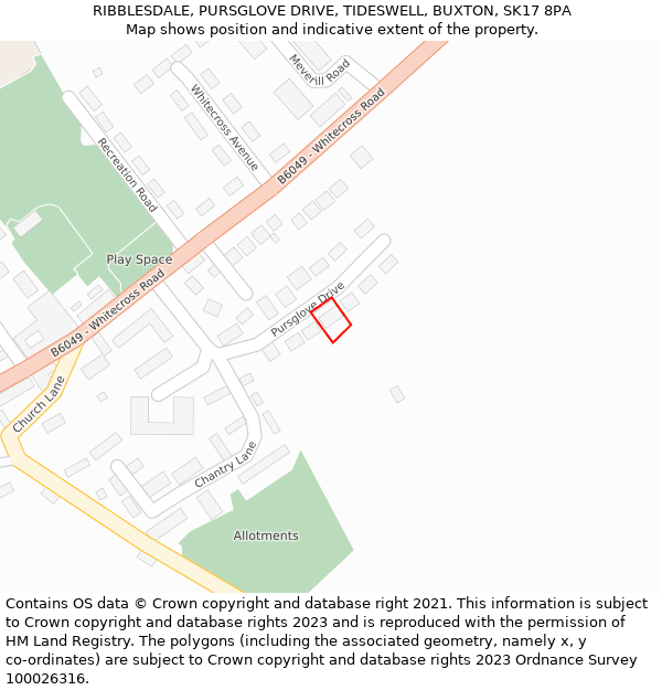 RIBBLESDALE, PURSGLOVE DRIVE, TIDESWELL, BUXTON, SK17 8PA: Location map and indicative extent of plot