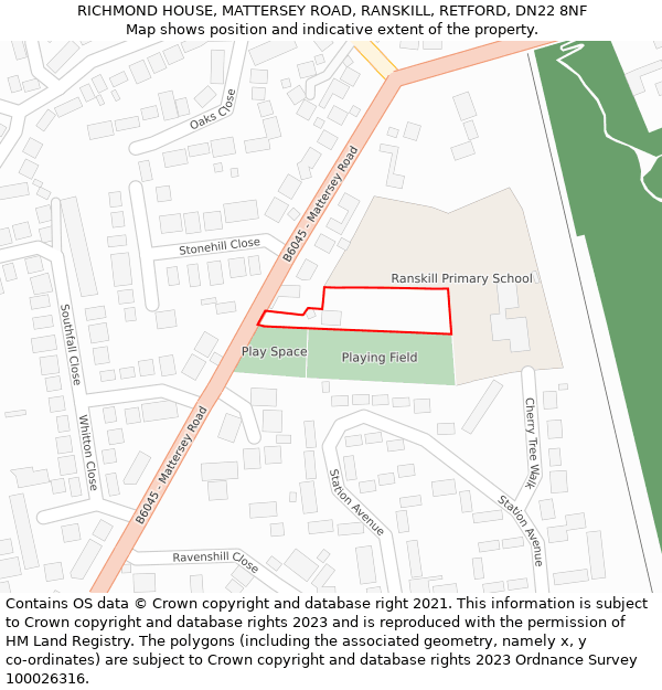 RICHMOND HOUSE, MATTERSEY ROAD, RANSKILL, RETFORD, DN22 8NF: Location map and indicative extent of plot