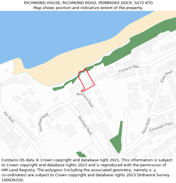 RICHMOND HOUSE, RICHMOND ROAD, PEMBROKE DOCK, SA72 6TG: Location map and indicative extent of plot