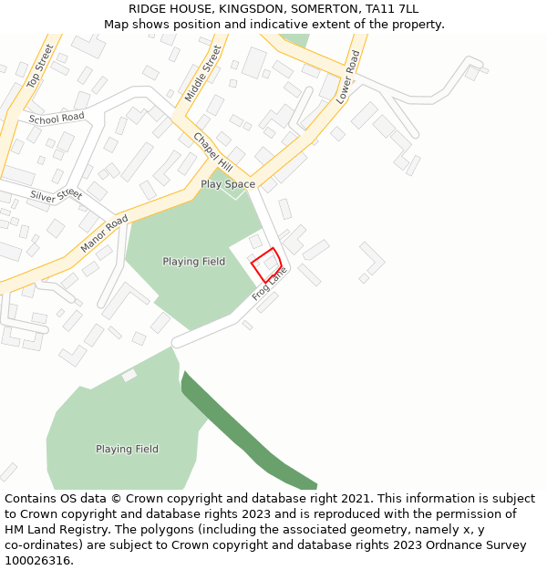 RIDGE HOUSE, KINGSDON, SOMERTON, TA11 7LL: Location map and indicative extent of plot