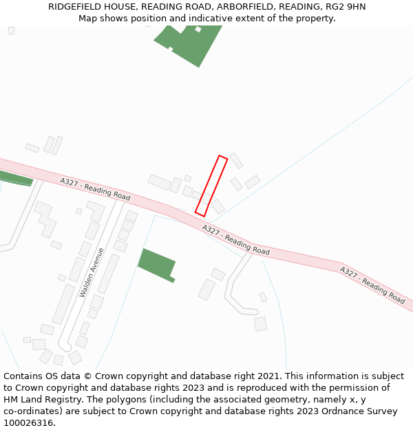 RIDGEFIELD HOUSE, READING ROAD, ARBORFIELD, READING, RG2 9HN: Location map and indicative extent of plot