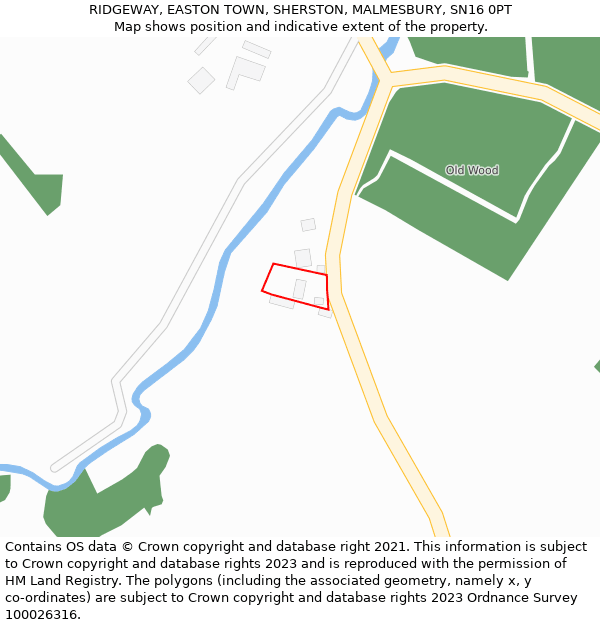 RIDGEWAY, EASTON TOWN, SHERSTON, MALMESBURY, SN16 0PT: Location map and indicative extent of plot