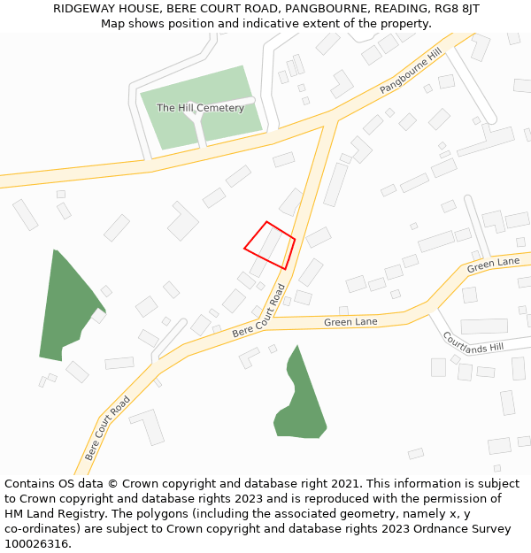 RIDGEWAY HOUSE, BERE COURT ROAD, PANGBOURNE, READING, RG8 8JT: Location map and indicative extent of plot