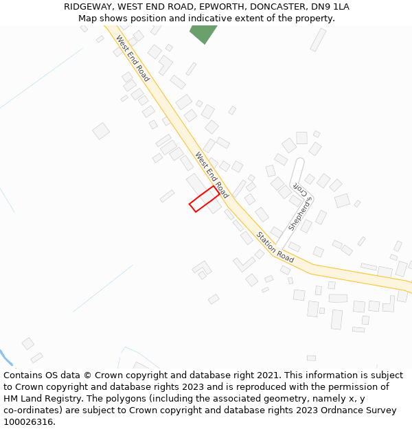 RIDGEWAY, WEST END ROAD, EPWORTH, DONCASTER, DN9 1LA: Location map and indicative extent of plot