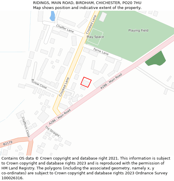 RIDINGS, MAIN ROAD, BIRDHAM, CHICHESTER, PO20 7HU: Location map and indicative extent of plot