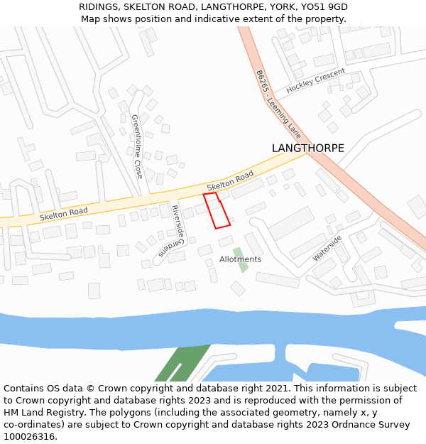 RIDINGS, SKELTON ROAD, LANGTHORPE, YORK, YO51 9GD: Location map and indicative extent of plot