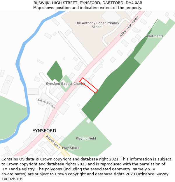 RIJSWIJK, HIGH STREET, EYNSFORD, DARTFORD, DA4 0AB: Location map and indicative extent of plot