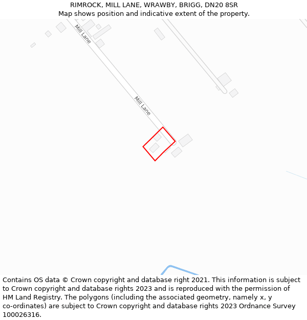 RIMROCK, MILL LANE, WRAWBY, BRIGG, DN20 8SR: Location map and indicative extent of plot