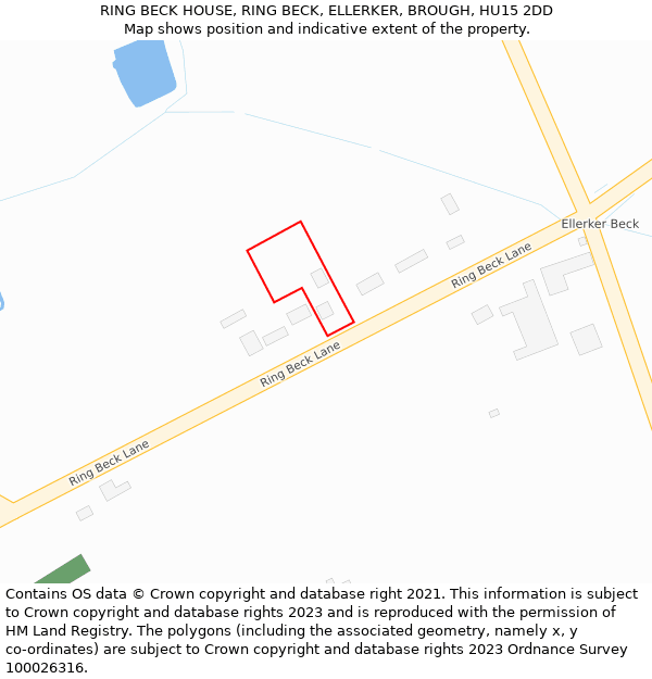 RING BECK HOUSE, RING BECK, ELLERKER, BROUGH, HU15 2DD: Location map and indicative extent of plot