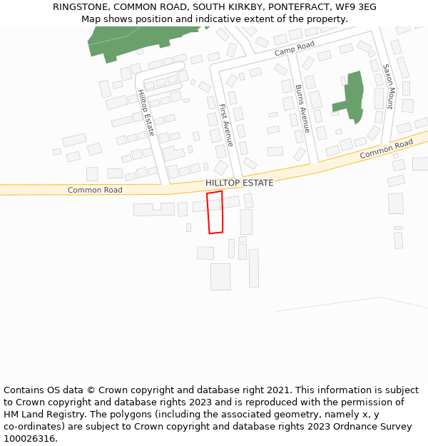 RINGSTONE, COMMON ROAD, SOUTH KIRKBY, PONTEFRACT, WF9 3EG: Location map and indicative extent of plot