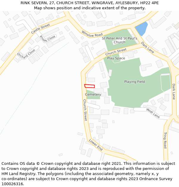 RINK SEVERN, 27, CHURCH STREET, WINGRAVE, AYLESBURY, HP22 4PE: Location map and indicative extent of plot