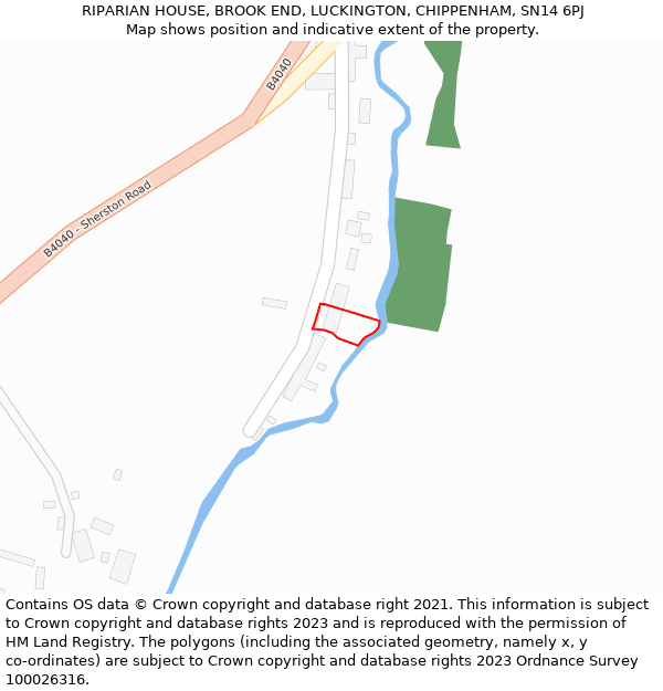 RIPARIAN HOUSE, BROOK END, LUCKINGTON, CHIPPENHAM, SN14 6PJ: Location map and indicative extent of plot