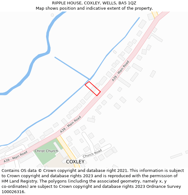 RIPPLE HOUSE, COXLEY, WELLS, BA5 1QZ: Location map and indicative extent of plot
