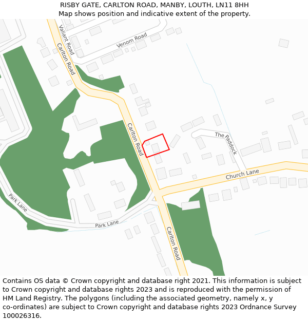 RISBY GATE, CARLTON ROAD, MANBY, LOUTH, LN11 8HH: Location map and indicative extent of plot