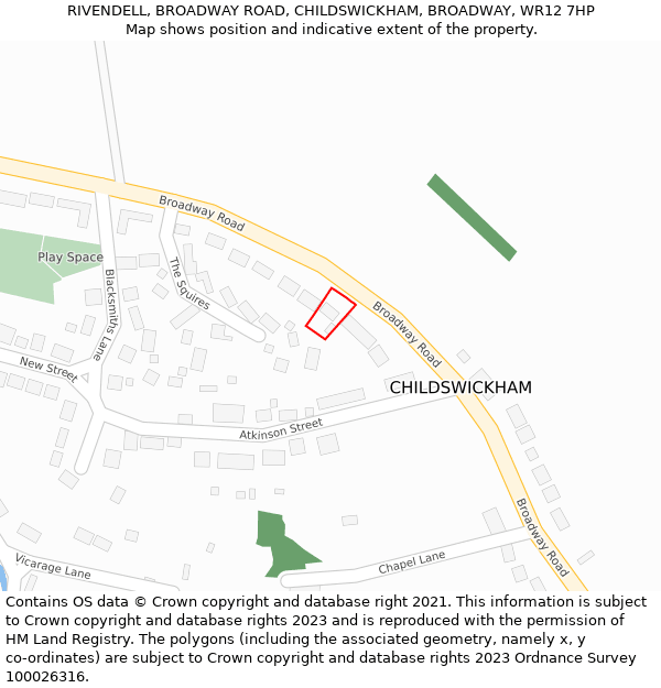 RIVENDELL, BROADWAY ROAD, CHILDSWICKHAM, BROADWAY, WR12 7HP: Location map and indicative extent of plot