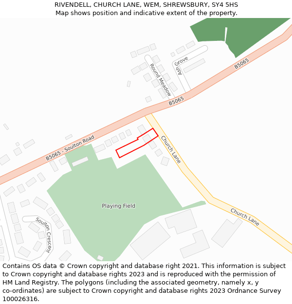 RIVENDELL, CHURCH LANE, WEM, SHREWSBURY, SY4 5HS: Location map and indicative extent of plot