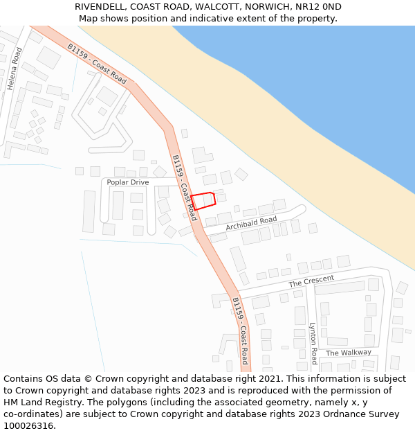 RIVENDELL, COAST ROAD, WALCOTT, NORWICH, NR12 0ND: Location map and indicative extent of plot