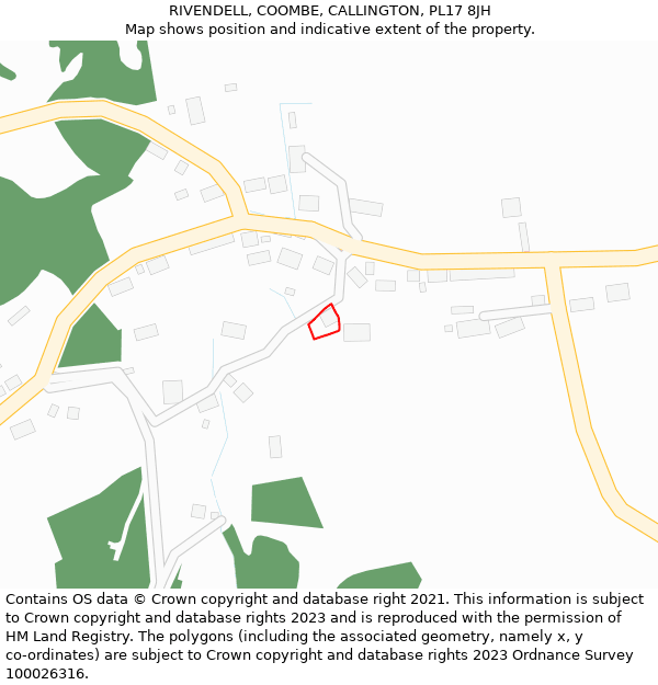 RIVENDELL, COOMBE, CALLINGTON, PL17 8JH: Location map and indicative extent of plot