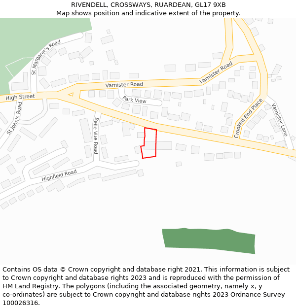 RIVENDELL, CROSSWAYS, RUARDEAN, GL17 9XB: Location map and indicative extent of plot