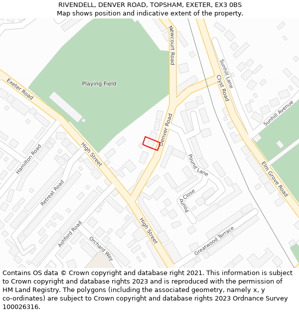 RIVENDELL, DENVER ROAD, TOPSHAM, EXETER, EX3 0BS: Location map and indicative extent of plot