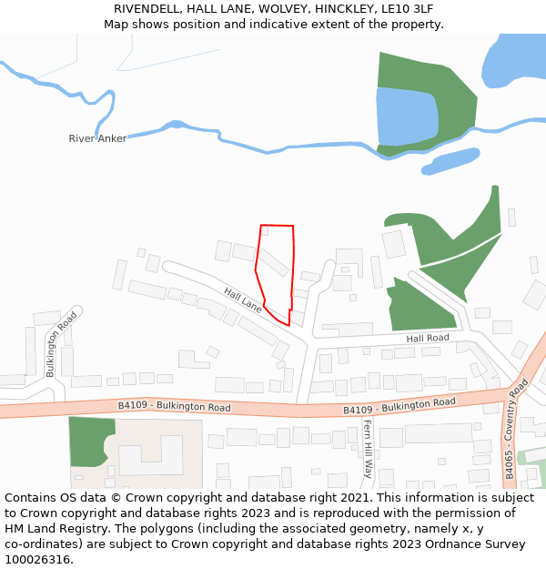 RIVENDELL, HALL LANE, WOLVEY, HINCKLEY, LE10 3LF: Location map and indicative extent of plot