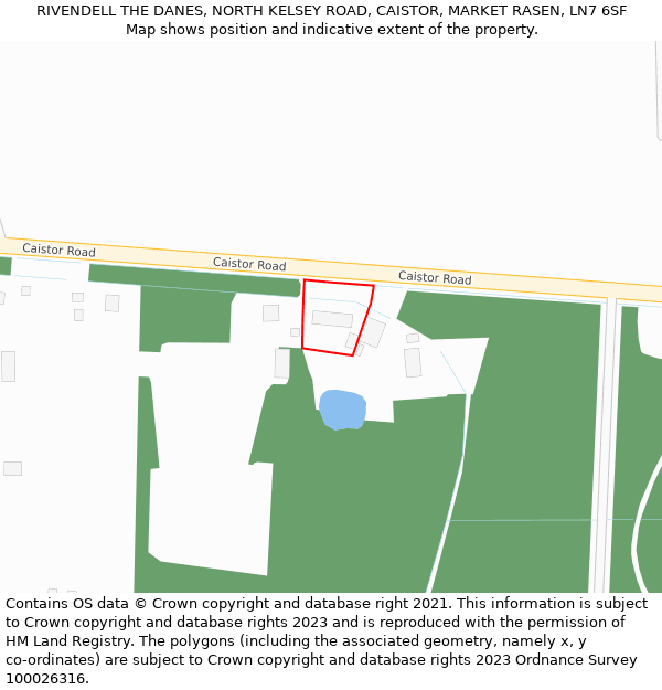 RIVENDELL THE DANES, NORTH KELSEY ROAD, CAISTOR, MARKET RASEN, LN7 6SF: Location map and indicative extent of plot