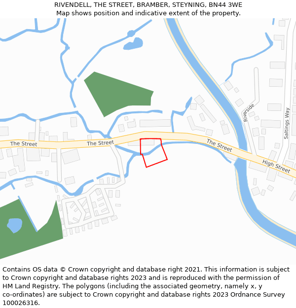 RIVENDELL, THE STREET, BRAMBER, STEYNING, BN44 3WE: Location map and indicative extent of plot