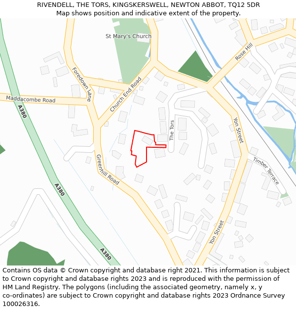 RIVENDELL, THE TORS, KINGSKERSWELL, NEWTON ABBOT, TQ12 5DR: Location map and indicative extent of plot