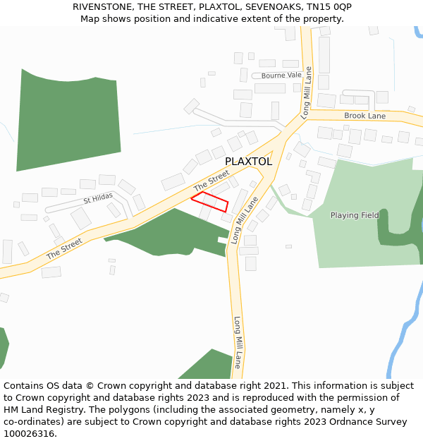RIVENSTONE, THE STREET, PLAXTOL, SEVENOAKS, TN15 0QP: Location map and indicative extent of plot