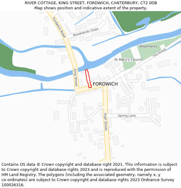 RIVER COTTAGE, KING STREET, FORDWICH, CANTERBURY, CT2 0DB: Location map and indicative extent of plot