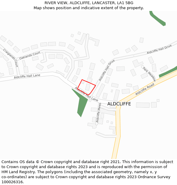 RIVER VIEW, ALDCLIFFE, LANCASTER, LA1 5BG: Location map and indicative extent of plot