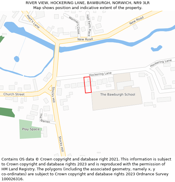 RIVER VIEW, HOCKERING LANE, BAWBURGH, NORWICH, NR9 3LR: Location map and indicative extent of plot