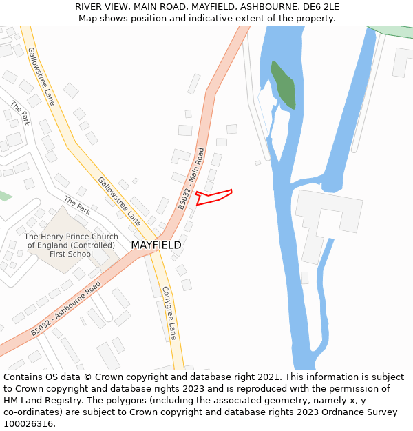 RIVER VIEW, MAIN ROAD, MAYFIELD, ASHBOURNE, DE6 2LE: Location map and indicative extent of plot