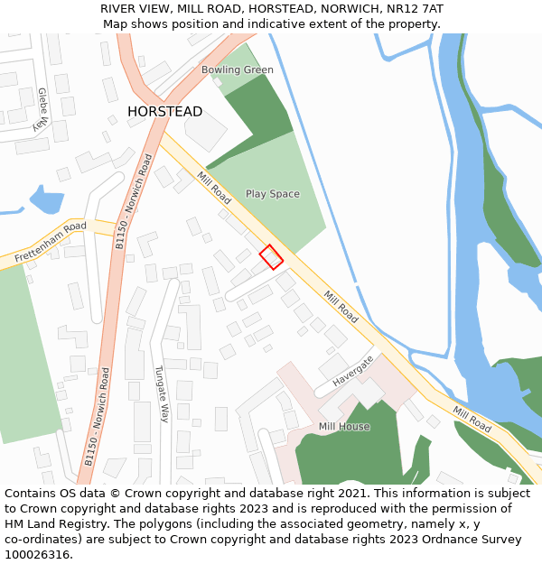 RIVER VIEW, MILL ROAD, HORSTEAD, NORWICH, NR12 7AT: Location map and indicative extent of plot
