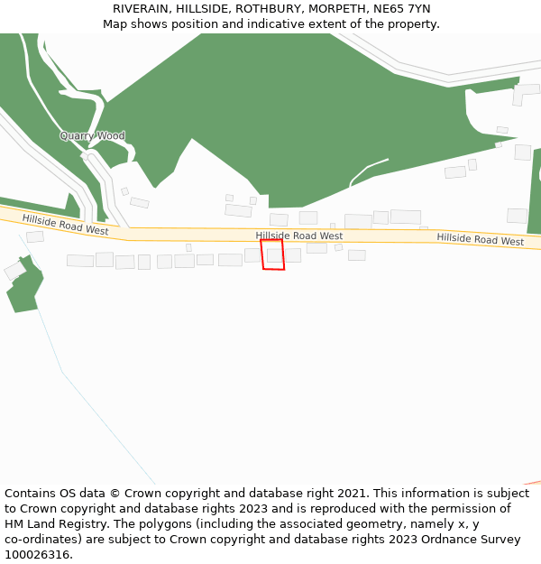 RIVERAIN, HILLSIDE, ROTHBURY, MORPETH, NE65 7YN: Location map and indicative extent of plot