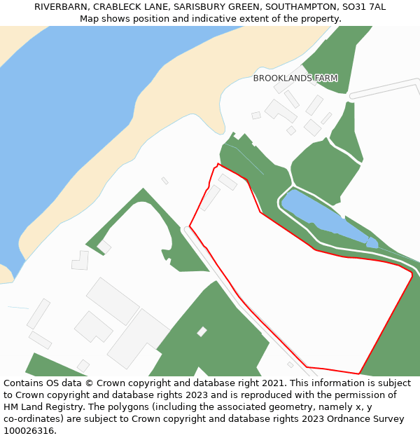 RIVERBARN, CRABLECK LANE, SARISBURY GREEN, SOUTHAMPTON, SO31 7AL: Location map and indicative extent of plot