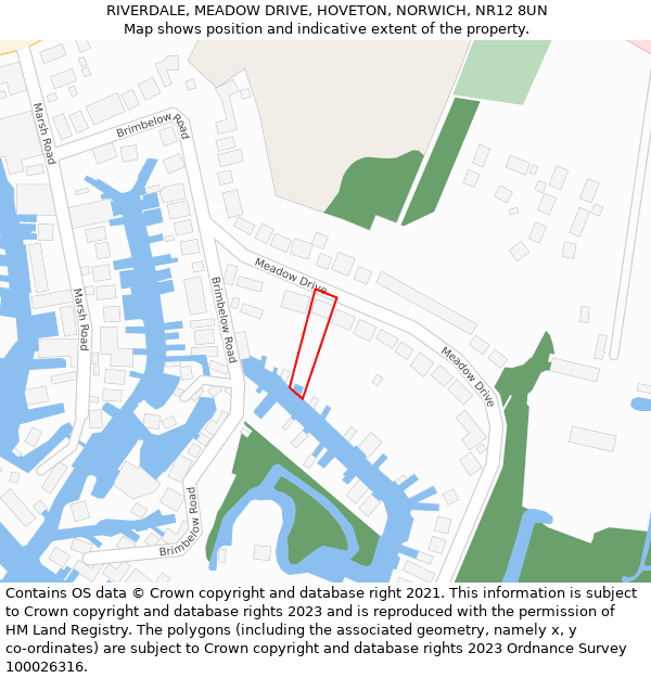 RIVERDALE, MEADOW DRIVE, HOVETON, NORWICH, NR12 8UN: Location map and indicative extent of plot