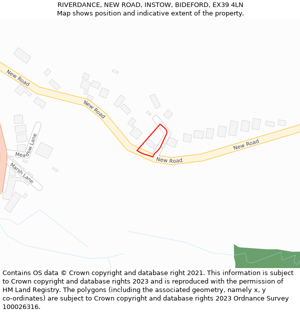 RIVERDANCE, NEW ROAD, INSTOW, BIDEFORD, EX39 4LN: Location map and indicative extent of plot